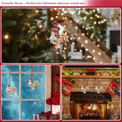 WhatSign Metal Chicken Christmas Ornament - Farm Animal Tree Decoration, Keepsake Gift for Christmas Decor