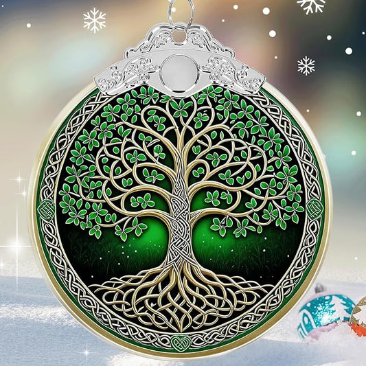 Tree of Life Stained Glass Christmas Ornament - Hanging Ornaments for Christmas Tree Decorations -Holiday Keepsake Present Exchange Idea -1