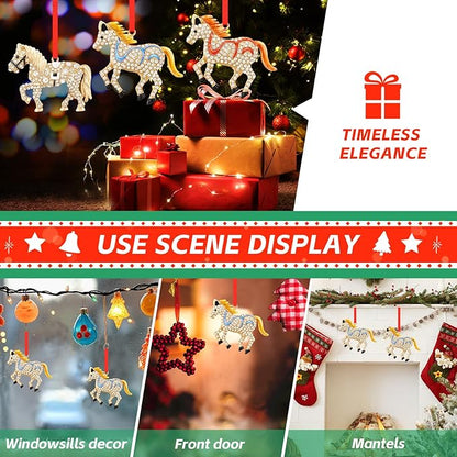 WhatSign Horse Christmas Ornament - Metal Horse with Rhinestones, Farmhouse Style, Perfect for Christmas Tree, Holiday Gifts for Daughter or Son