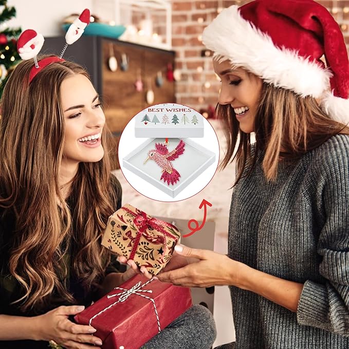 PETCEE Hummingbird Gifts for Women - Bird Christmas Tree Ornaments Decorations Pink Hummingbird Christmas Ornament Metal Bird Ornaments Keepsake Gifts for Women Friend Mother Wife Coworker Daughter