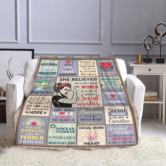 Social Worker Gifts, Social Worker Gifts for Women, Social Work Gifts, Social Worker Office Decor, Social Workers Graduation Gift, Social Worker Blanket on Birthday Christmas 40x50 in