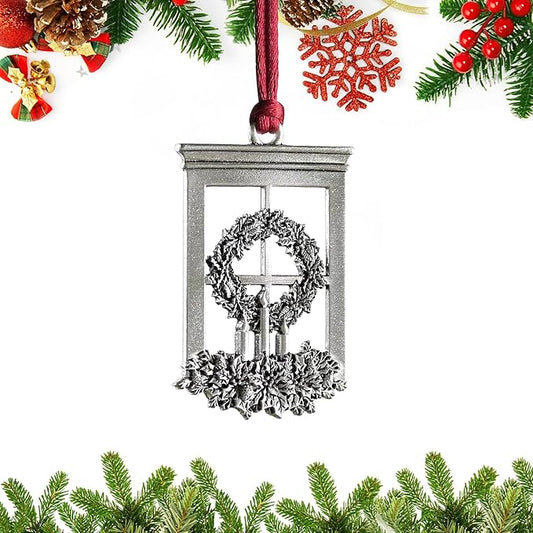 Christmas Ornaments, 2025 Solid Pewter Christmas Tree Ornament Handcrafted Metal DIY Hanging Craft Collectibles for Xmas Trees Home Party Party Gifts (Window)
