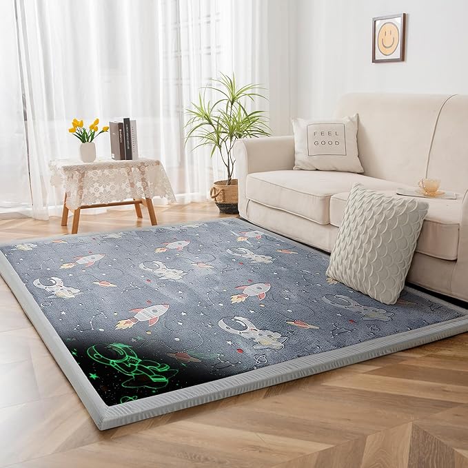 MAXYOYO Baby Play Mat, 1.2" Thick Memory Foam Soft Padded Carpet with Non-Slip Backing, Japanese Tatami Rug Living Room for Kids Toddler Children Nusery