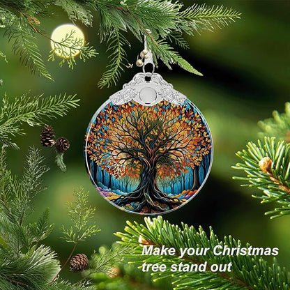 Tree of Life Stained Glass Christmas Ornament - Hanging Ornaments for Christmas Tree Decorations -Holiday Keepsake Present Exchange Idea -2