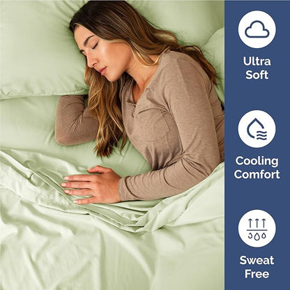 Twin XL Size 3 Piece Sheet Set - Comfy Breathable & Cooling Bed Sheets Set - Hotel Luxury Bedding for Women, Men, Kids, Teens, Boys & Girls - Deep Pockets & Wrinkle Free - Oeko-Tex - Light Sage Green