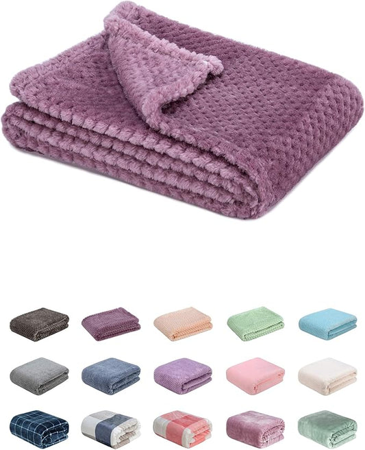 Fuzzy Blanket or Fluffy Blanket for Baby, Soft Warm Cozy Coral Fleece Toddler, Infant or Newborn Receiving Blanket for Crib, Stroller, Travel, Decorative (28Wx40L, XS-Burgundy)