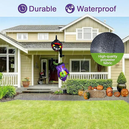 OurWarm 8FT Halloween Inflatables Outdoor Decorations, Cat and Witch Halloween Blow Up Yard Decorations with LED Lights, Inflatable Halloween Decorations for Outdoor Indoor Party Roof Lawn Yard Decor