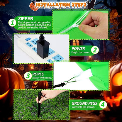 CAMULAND 6.8FT Halloween Inflatable Alien with Pumpkin Decorations Halloween Inflatable Blow Up Decor with Built-in LED Lights Outdoor Inflatable Decoration for Garden, Lawn, Yard