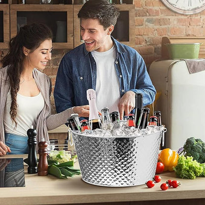 Large Ice Buckets for Parties, Ice Tub with Scoop for Cocktail Bar Mimosa Bar Supplies, Large Champagne Bucket Beer bucket Metal Tub