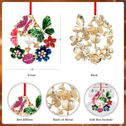 PETCEE Butterfly Flowers Christmas Ornaments Monarch Butterfly Ornaments for Christmas Tree Colorful Butterflies Ornament Hanging Decorations Keepsake Gifts for Women Daughter Mom Granddaughter Girls