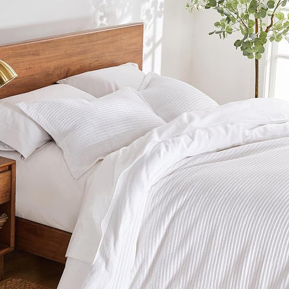 Levtex Home - Cloud Waffle Bright White Comforter Set - King Comforter (106 x 94in.) + Two King Pillow Cases (36 x 20in.) - Waffle Weave - Bright White - Cotton