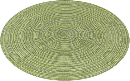 SHACOS Round Placemats Set of 8 Washable 15 inch Round Table Mats Braided Non Slip Fabric Place Mats for Dining Table Indoor (Pea Green, 8)