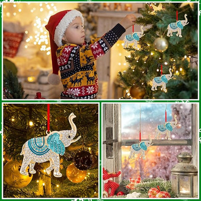 WhatSign Blue Elephant Christmas Ornament - Metal Ornament for Christmas Tree Friendship Sisterhood Decorations Hanging Ornament Keepsake Gifts for Kids Girls