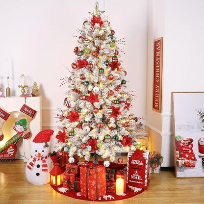 SHareconn 30ct 2.36 Inch Christmas Tree Colored Balls Ornaments, Shatterproof Plastic Decorative Xmas Baubles Decorations for Tree Holiday Decor(Red and Green White, 60mm)