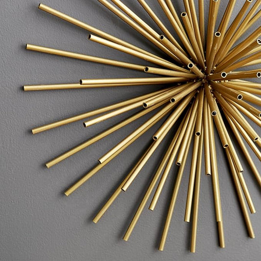Deco 79 Metal Starburst Home Wall Decor 3D Wall Sculpture, Set of 3 Wall Art 16", 20", 24"D, Gold