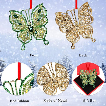PETCEE Green Butterfly Christmas Ornaments - 2025 Monarch Butterfly Keepsake Christmas Tree Decorations Monarch Hanging Ornaments Gifts for Girl Friend Daughter Sister Mother Granddaughter
