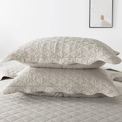 HoneiLife Queen Quilt Bedding Set - 3 Piece Washed Microfiber Quilt Sets Lightweight Bedspreads Ultra Soft Coverlets Retro Bed Cover Crinkled Bedding Set All Season Quilts-Sandy