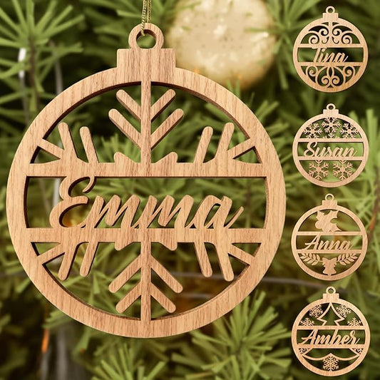 Personalized Name Ornaments for Christmas Tree-Personalized Wooden Christmas Ornaments 2025, Custom Ornaments for Christmas Tree & 1-5 Styles