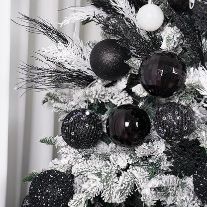 3.15" Christmas Ball Ornaments Glitter Shatterproof Christmas Tree Ornaments Sequin Xmas Hanging Balls Decorations for Wedding Party Holiday(Black)
