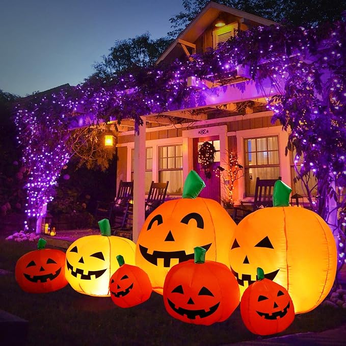 Sizonjoy 7 Ft Halloween Blow up Inflatable Pumpkin Decoration-Lighted Halloween Inflatable Pumpkin for Home Yard Garden Indoor and Outdoor Decoration
