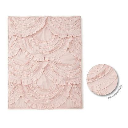 Levtex Baby - Skylar Crib Bed Set - Baby Nursery Set - Blush - Soft Cascading Ruffles - 4 Piece Set Includes Quilt, Fitted Sheet, Wall Decal & Crib Skirt/Dust Ruffle