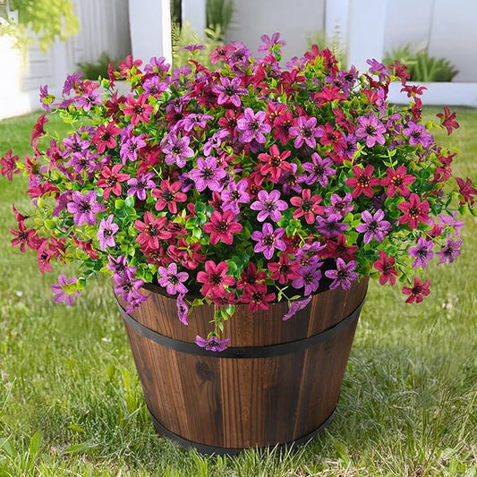 Homsunny Artificial Fake Flowers for Outdoors Decoration, 12 Bundles Colorful Faux Silk Daisy Plants UV Resistant for Outside Garden Front Door Porch Planter Patio Yard