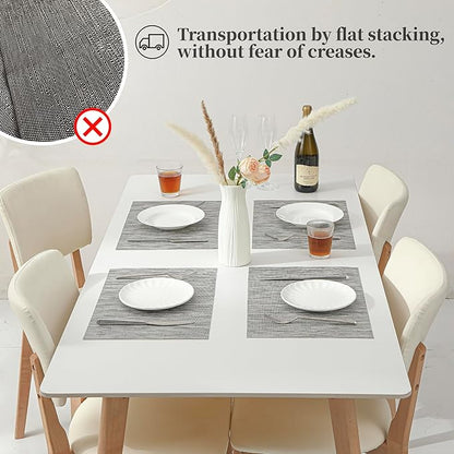 Leetaltree Sliver Placemats Set of 6 - Heat Resistant Non-Slip Place mats for Dining Table, Washable Durable PVC Vinyl Woven Table Mats（Sliver, 6）