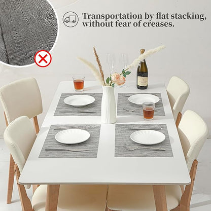 Leetaltree Sliver Placemats Set of 4 - Heat Resistant Non-Slip Place mats for Dining Table, Washable Durable PVC Vinyl Woven Table Mats（Sliver, 4）