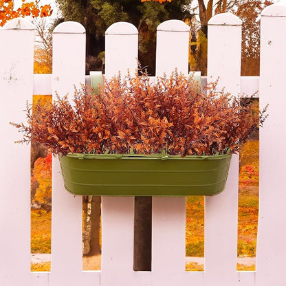 RECUTMS Outdoor Faux Plants Fall Fake Lavender Plants UV Resistant Artificial Greenery Artificial Flowers Indoor 8Pcs Fake Outside Flowers for Balcony Window Garden Thanksgiving Decorations (Brown)