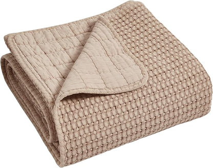 Levtex Home Mills Waffle Queen Bedspread Set (106x106in) with 2 Pillow Shams (26x20in) - Blush - Cotton Waffle Queen Size Bedspread Set - Lightweight, Soft, Pre-Washed