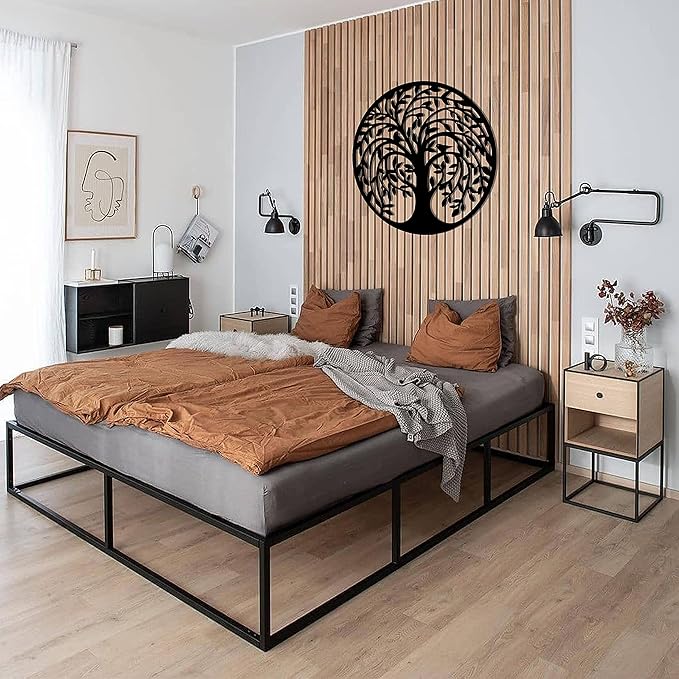 Remenna Metal Wall Art-Tree of Life Wall Decor 23inch Family Tree Metal Wall Hanging Bedroom Living Room Decor Outdoor Decoration (black)