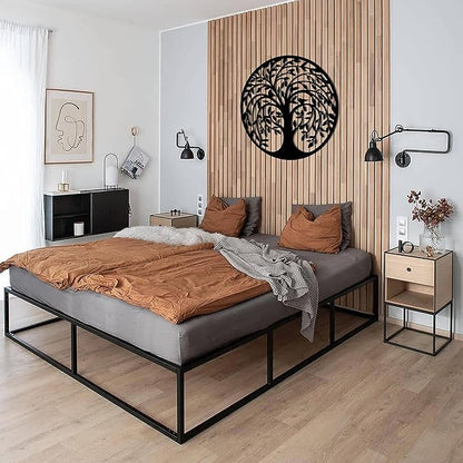 Remenna Metal Wall Art-Tree of Life Wall Decor 23inch Family Tree Metal Wall Hanging Bedroom Living Room Decor Outdoor Decoration (black)