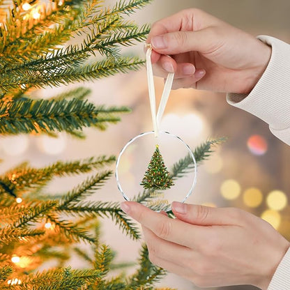 Christmas Ornaments, Christmas Tree Ornaments, Elegant Glass Christmas Tree Ornament - Merry Christmas Round Holiday Decoration - 2025 Christmas Tree