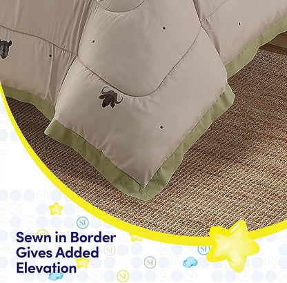 Kids Jungle Safari Comforter Set Twin Size – Bed in a Bag with Savanna Animals, Sheets, Pillowcases & Shams – Soft Bedding with Lions, Giraffes, Elephants, and More – Boys or Girls Bedroom Decor
