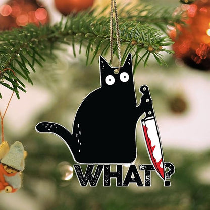 Black Cat Christmas Ornaments - Black Kitten Xmas Decor Tree Hanging - 2024 Christmas Ornament for Cat Lovers