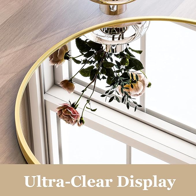 HARRITPURE 16"x24" Arched Bathroom Mirror - Gold Wall Mounted Mirror - Black Arch Mirror - Aluminum Alloy Frame Bathroom Mirror Living Room, Bedroom, Bathroom and Entryway
