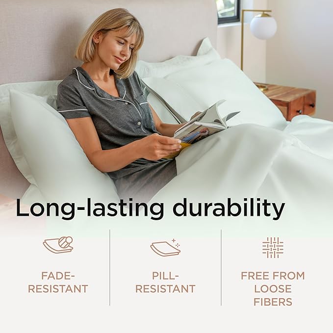 Threadmill King Size Sheets | 800 Thread Count King Bed Sheets Set for King Mattress 16” Deep Pocket | Sateen Weave, Better Than Egyptian Cotton, 4-Piece Bedding Set with Cooling Effect | Seaglass