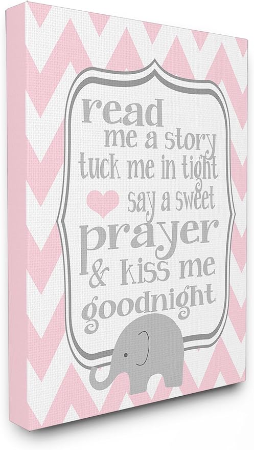 The Kids Room by Stupell Art, Read Me A Story/Elephant in Pink Chevron, 30x40