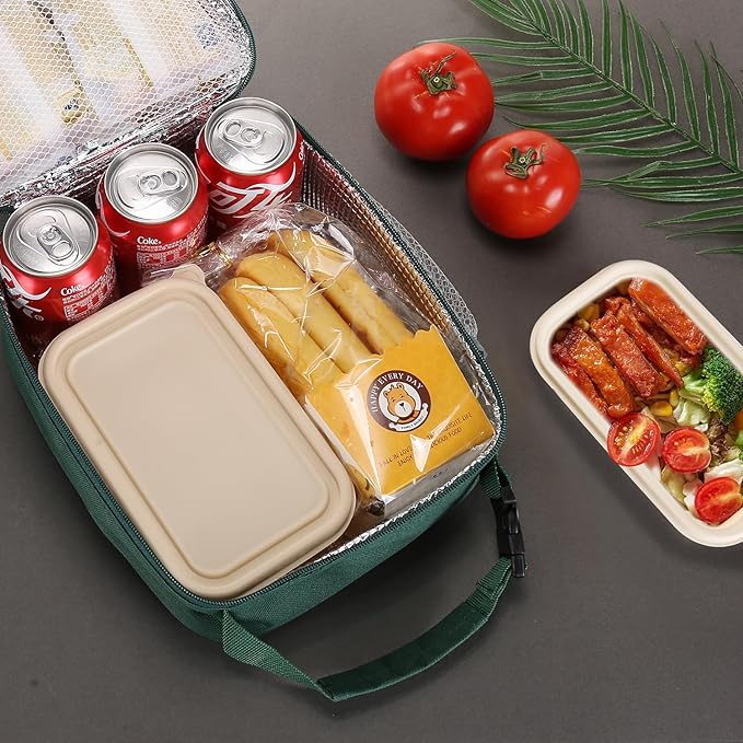 Lunch box Lunch bag for men women Insulated Lunchbox Lunch bags for Work Picnic Travel(Deep green)