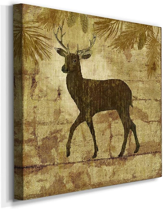 Abstract Wall Art Animals Poster for Bedroom and Living Room,Country Deer Wall Art, Ready to Hang, 24'' x 24''