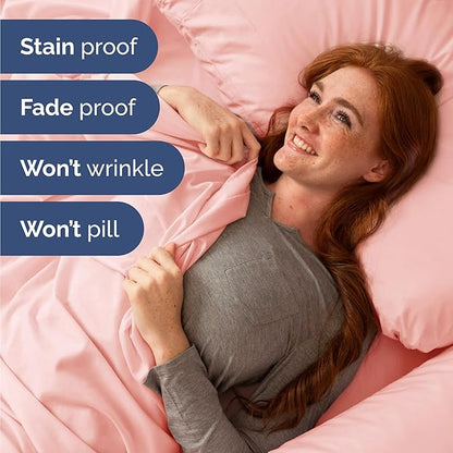 CGK Linens Twin 4 Piece Sheet Set - Cooling Sheets for Hot Sleepers - Hotel Luxury Bedding Set with 8-16 Inch Deep Pockets - 1 Flat & 1 Fitted & 2 Pillowcases - Soft, Comfy & Wrinkle Free - Baby Pink