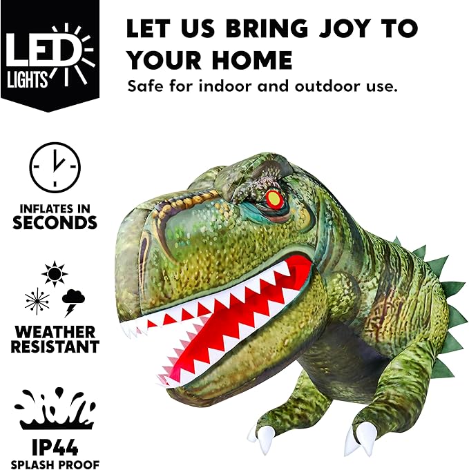 Joiedomi 4.5 FT Tall Inflatable Halloween Window Decorations, Halloween Inflatables Outdoor Decorations, Dinosaur Blow Up Decor Outside for Window Yard Decor