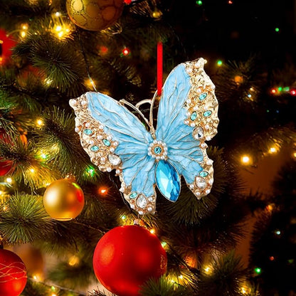 PETCEE Butterfly Christmas Ornaments - Blue Butterfly Ornaments for Christmas Tree Decorations Monarch Butterflies Hanging Ornaments Keepsake Gifts for Women Daughter Sister Mother Granddaughter Girl