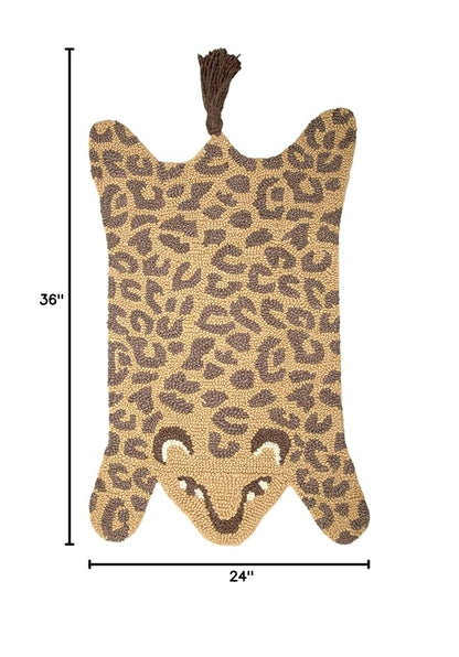 Crane Baby Safari Nursery and Toddler Room Décor, Wool Floor Rug for Boys and Girls, Leopard Shape, 23" x 36"