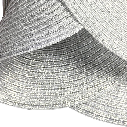 SHACOS Glitter Round Braided Placemats Set of 6 Sparkle Bling Placemats Glitz Table Mats for Home Holiday Party Wedding Festive Table Decoration (6, Silver)