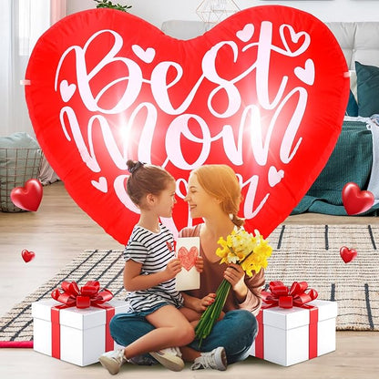 VIHOSE Happy Mother's Day Inflatables Decorations 3.9 ft Best Mom Ever Blow up Decor Heart LED Lights Inflatable Decor for Outdoor Yard Garden Lawn Decoration Mom Gifts Party Supplies