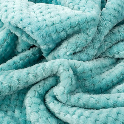Fuzzy Blanket or Fluffy Blanket for Baby Girl or boy, Soft Warm Cozy Coral Fleece Toddler, Infant or Newborn Receiving Blanket for Crib, Stroller, Travel, Decorative (40Wx60L, M-Blue Bell)