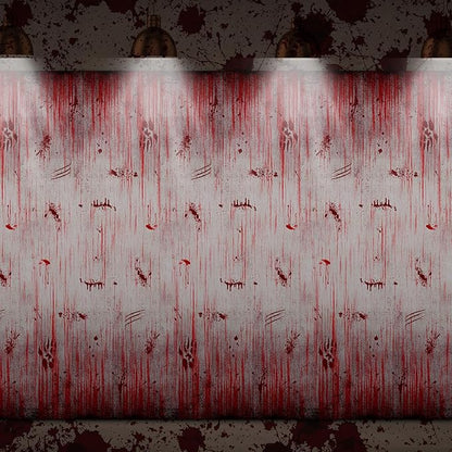 12 Pcs Bloody Print Halloween Photography Background Horror Theme Plastic Backdrop Blood Dripping Tablecloth for Scary Halloween Birthday Party Decor Supplies, 108 x 54 Inch