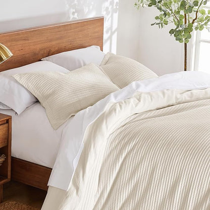 Levtex Home - Cloud Waffle Comforter Set - King Comforter + Two King Pillow Cases - Waffle Weave - Undyed Cream - Comforter (106 x 94in.) and Pillow Case (36 x 20in.) - Cotton