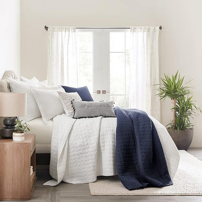 Levtex Home Mills Waffle King/Cal King Quilt Set (106x92in) with 2 Pillow Shams (36x20in) - Navy - 100% Cotton King Size Quilt Bedding Set - Lightweight, Soft, Pre-Washed